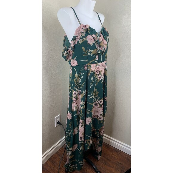 JJ’s House Ruffle Sweetheart Spaghetti Straps A-Line Chiffon Midi Dress Sz XL - Picture 3 of 13
